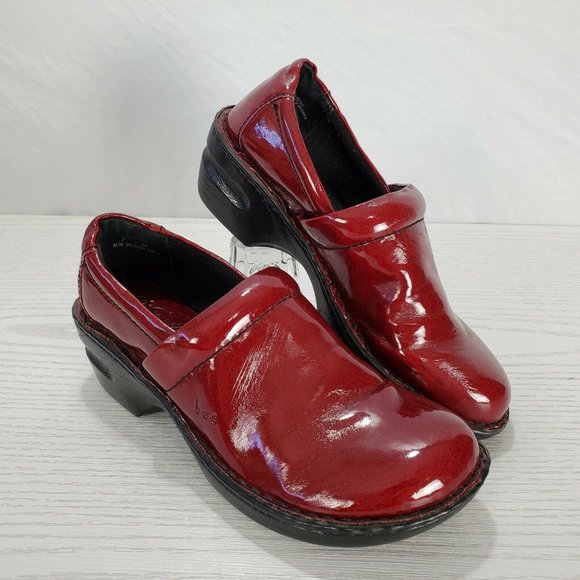 Born Shoes - Born Mules Clogs Vegan Red Patent Slip On Nurse